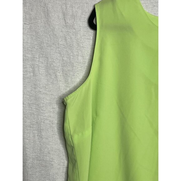 Notations Women 2X Lime Green Plus size Blouse Tank Sheer Side Slits Key hole - Picture 6 of 11